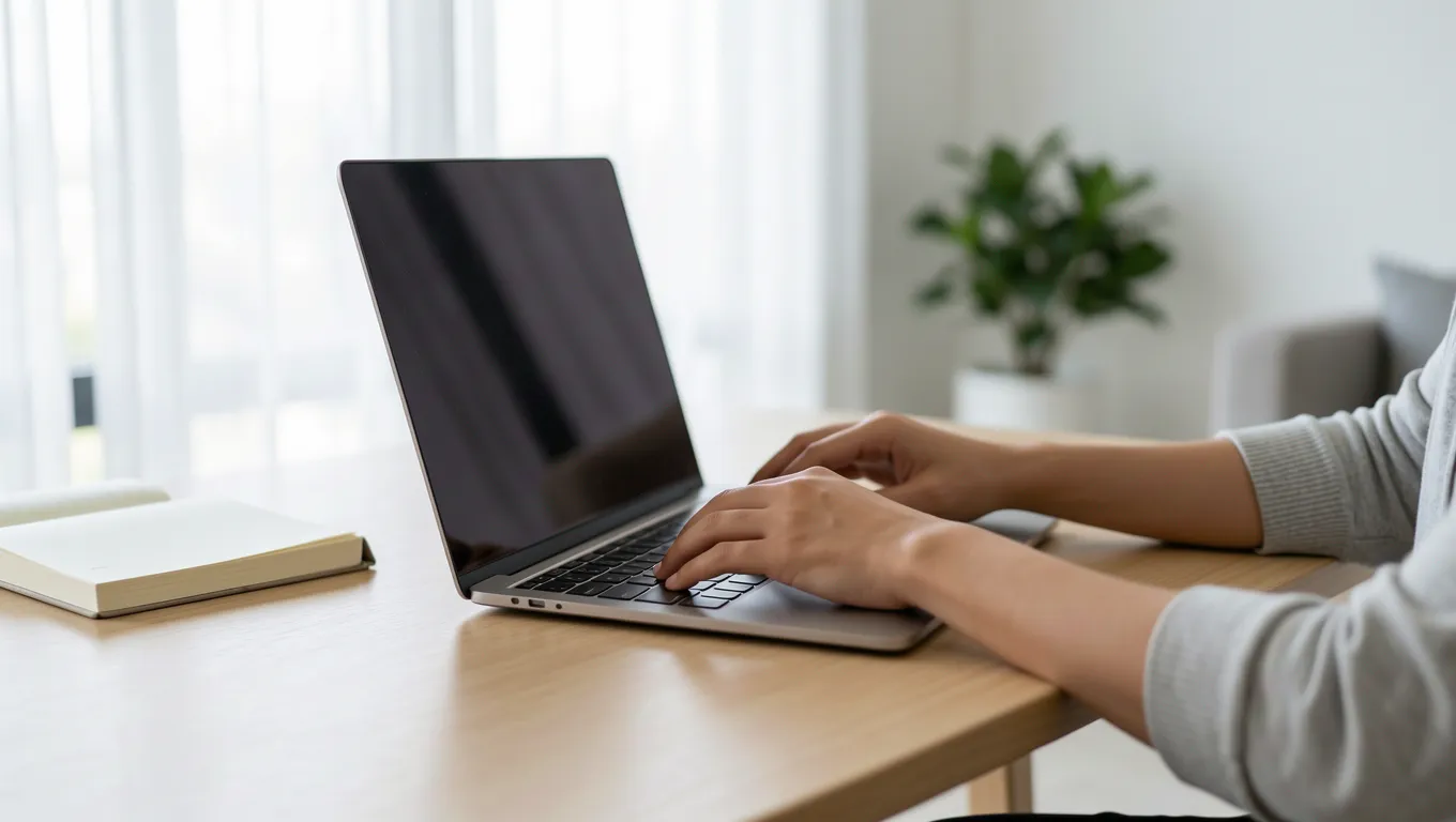 Person working on a computer to manage personal finances