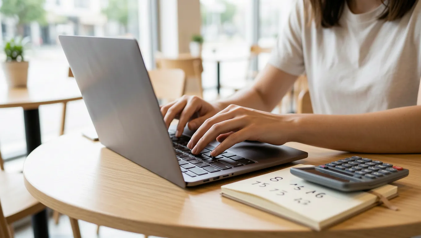 Person working on a side hustle using a laptop