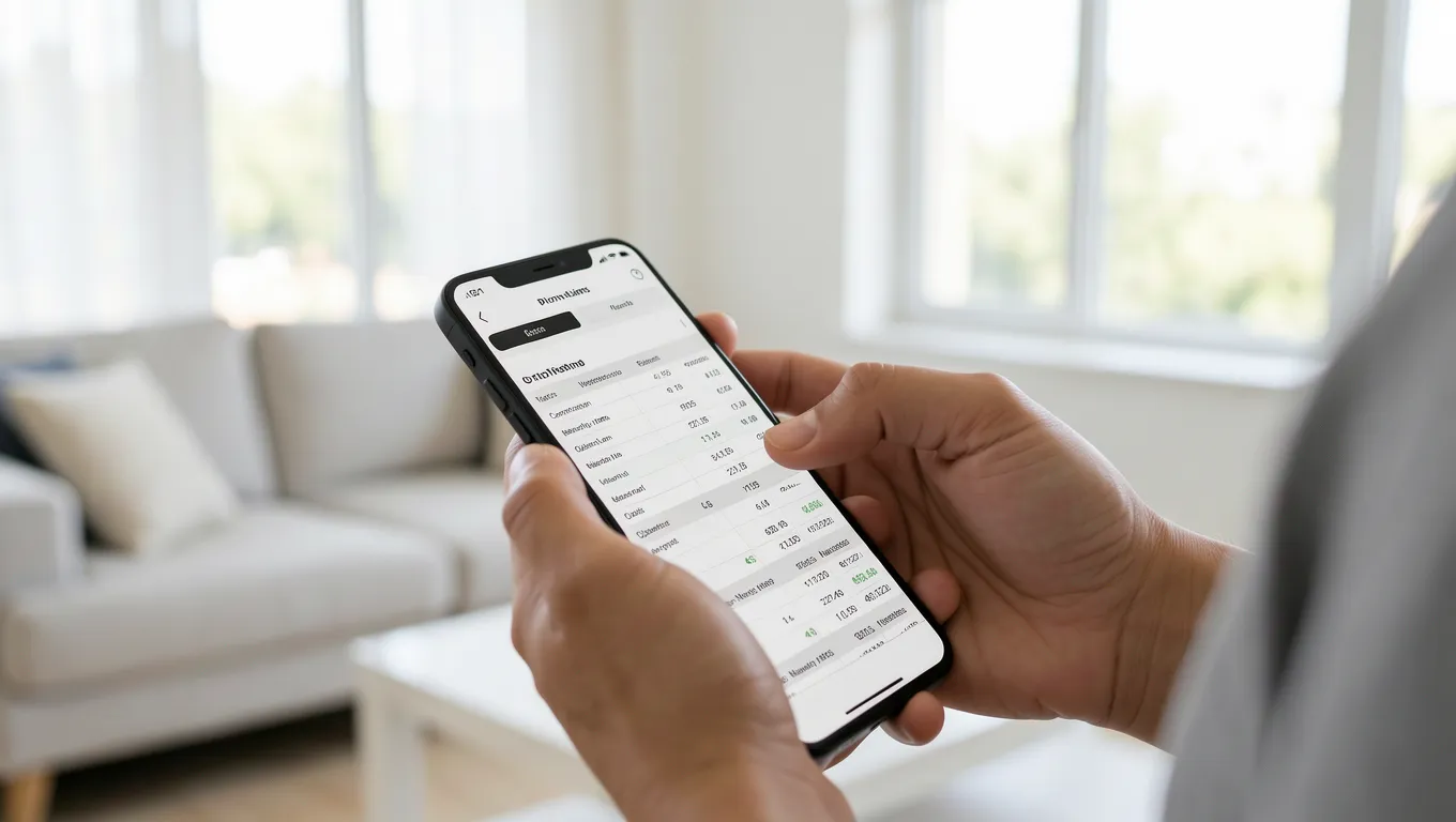 Person reviewing financial loan data on a smartphone