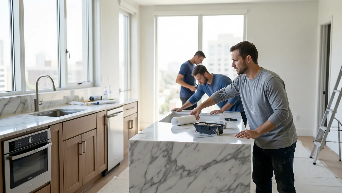 A luxury kitchen renovation project using large personal loans online.